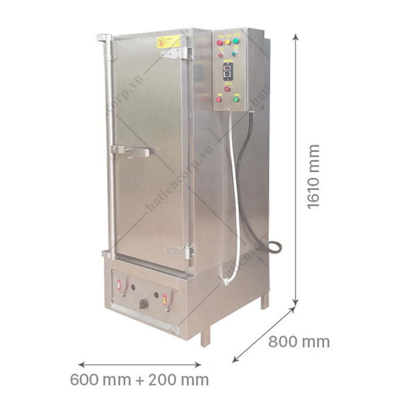 kích thước tủ nấu cơm 70kg dùng gas hoặc điện