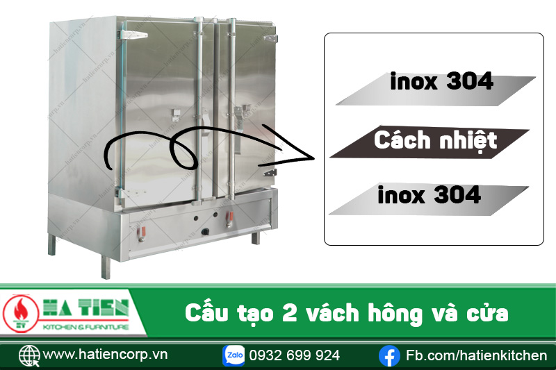 Thân tủ nấu cơm công nghiệp 100kg bằng gas