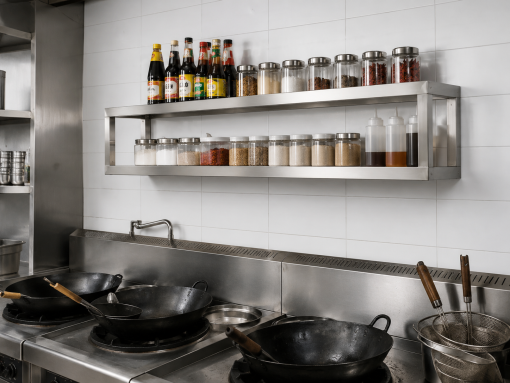 kệ inox treo tường nhà bếp
