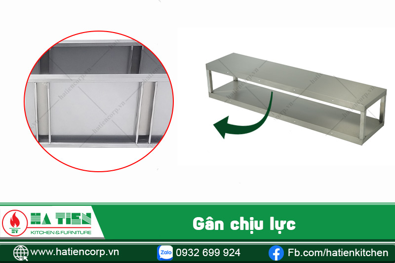 kệ inox treo tường nhà bếp có gân chịu lực