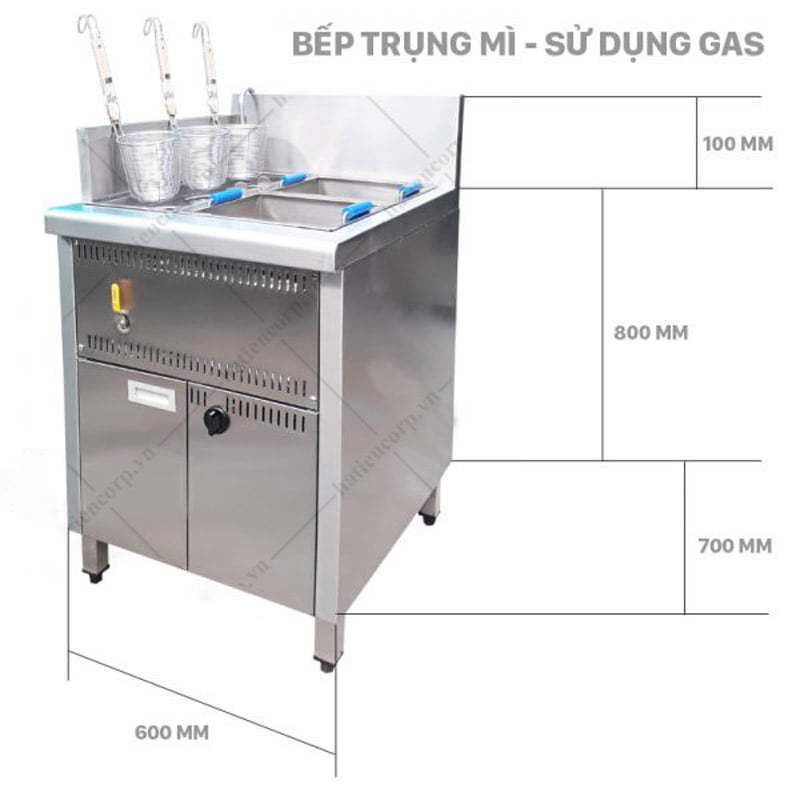 kích thước bếp trụng mì
