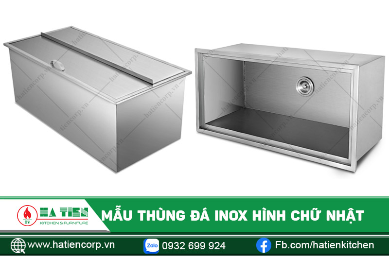Thùng đá inox hình chữ nhật