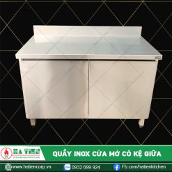 Quầy inox 2 cánh cửa mở