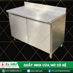 Quầy inox 2 cánh cửa mở