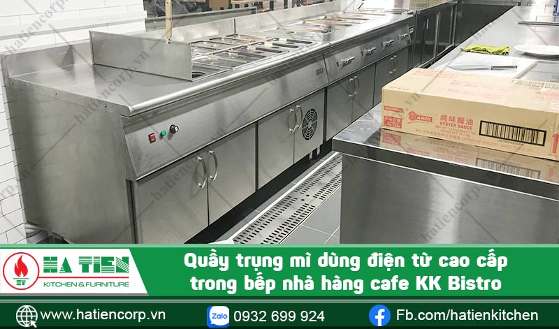 Quầy trụng mì trong bếp nhà hàng cafe KK Bistro