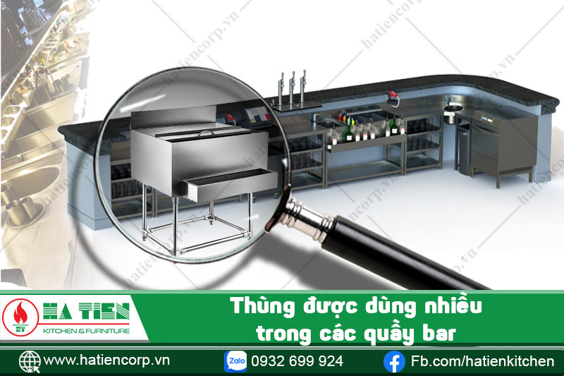 thùng đá đặt ở quầy bar