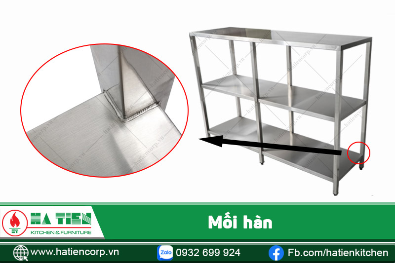mối hàn kệ inox 3 tầng