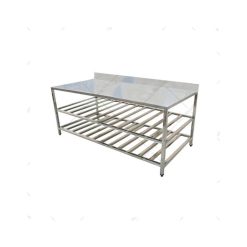 Bàn inox 2 kệ thanh có thành