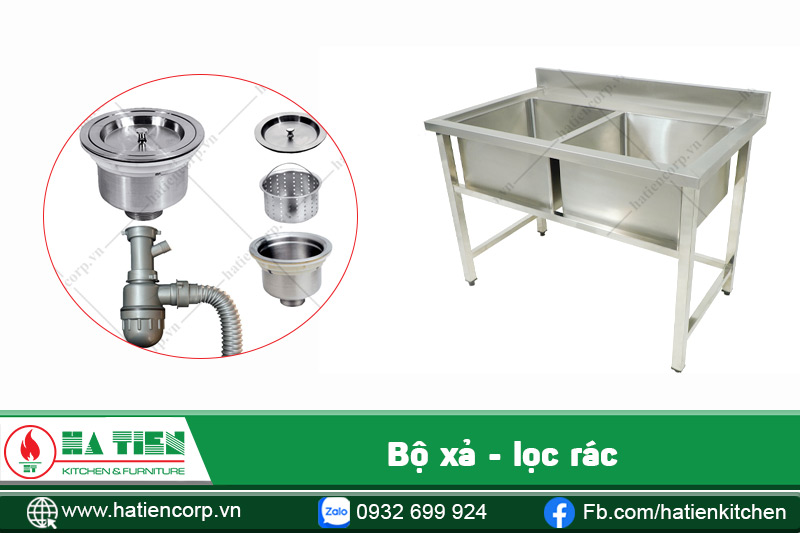 bộ xả, lọc rác của bồn inox