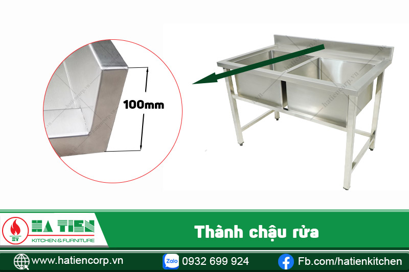 thành chậu inox công nghiệp