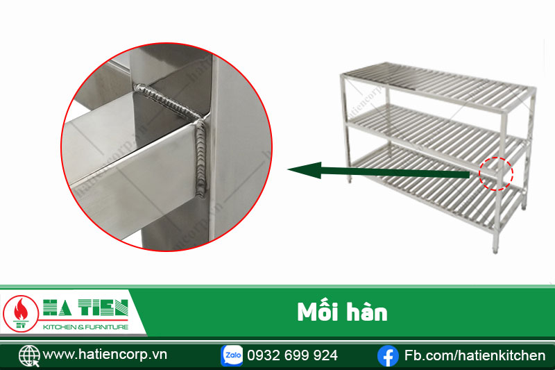 kệ 3 tầng inox có mối hàn