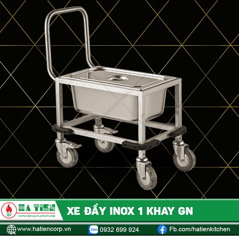 Xe đẩy inox 1 khay GN - Xe đẩy thực phẩm tiện lợi