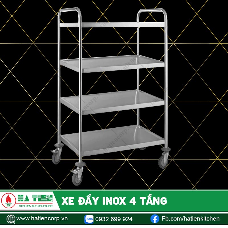 Xe đẩy inox 4 tầng
