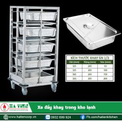 Xe đẩy khay trong kho lạnh