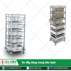 Xe đẩy khay trong kho lạnh