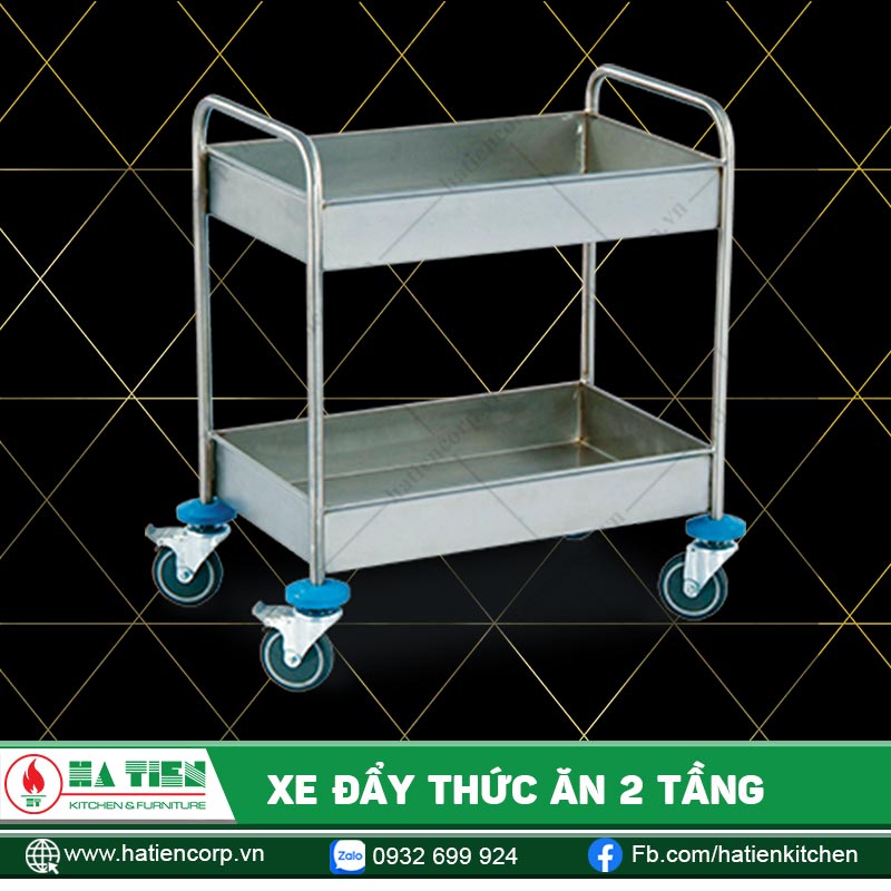 Xe đẩy thức ăn 2 tầng