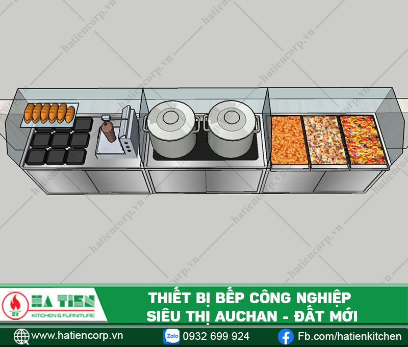 thiết bị bếp công nghiệp siêu thị Auchan