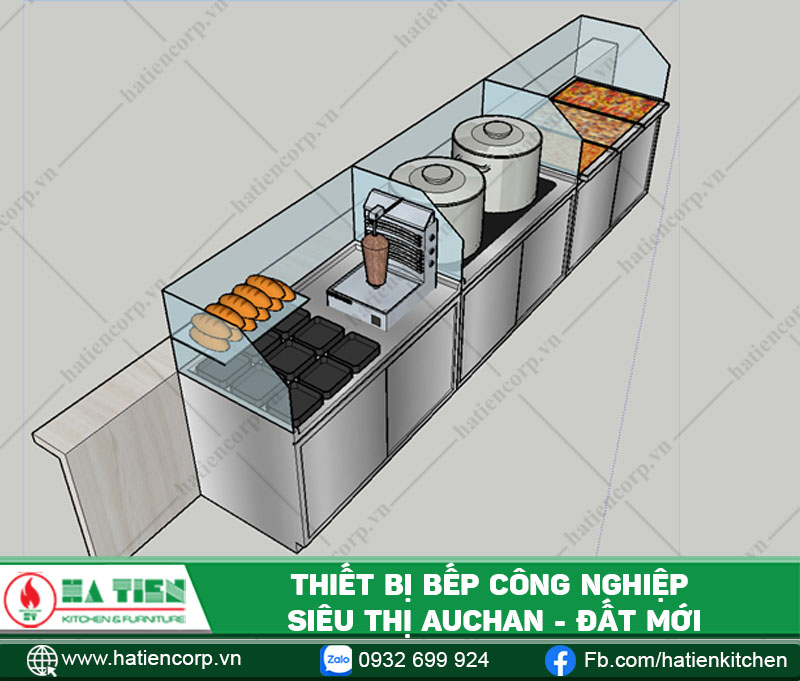 thiết bị bếp công nghiệp siêu thị Auchan