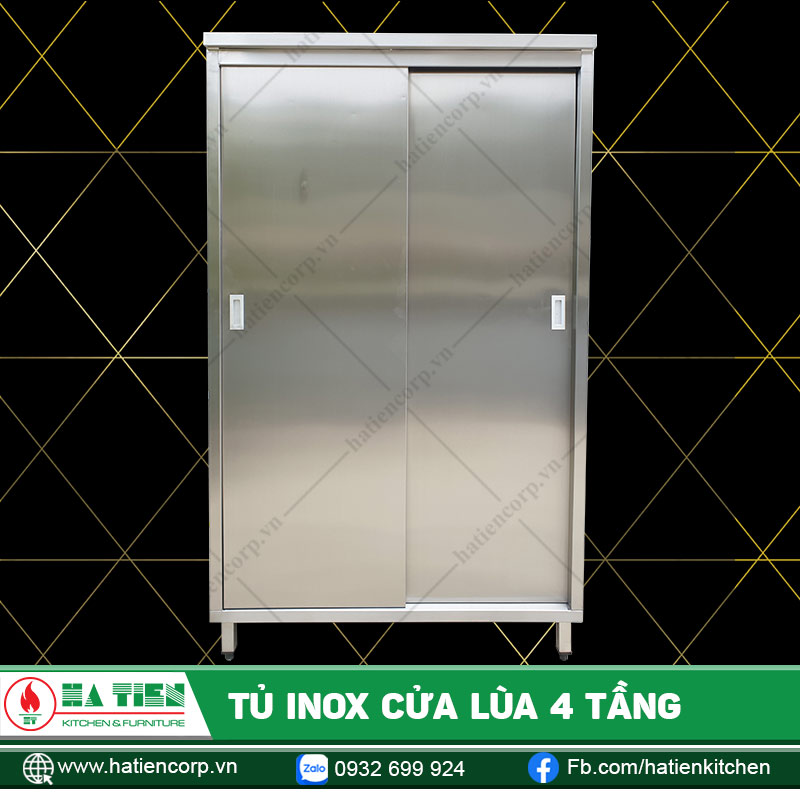 Tủ Inox Cửa Lùa 4 Tầng