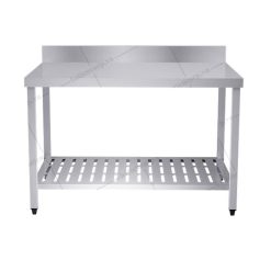 Bàn inox 2 tầng kệ đột lỗ có thành