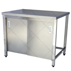 bàn inox cửa lùa, không thành, không kệ dưới dài 1m2