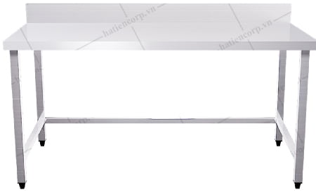 bàn inox 304 dài 1m2 có thành - không kệ dưới