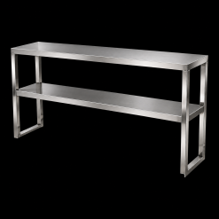 Kệ inox - Kệ phẳng 2 tầng đặt trên bàn có lan can