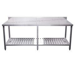 Bàn inox 2 tầng đột lỗ có thành