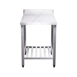 Bàn inox 2 tầng kệ thanh có thành