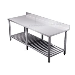 Bàn inox 2 tầng kệ thanh có thành