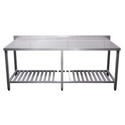 Bàn inox 2 tầng kệ thanh có thành