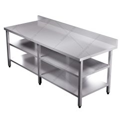 Bàn inox 3 tầng có thành