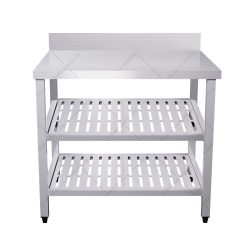 Bàn inox 3 tầng đột lỗ có thành