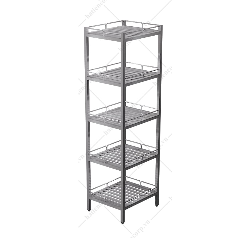 Kệ inox 5 tầng - Kệ thanh có lan can