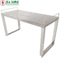 Kệ inox - Kệ phẳng 1 tầng đặt trên bàn có lan can