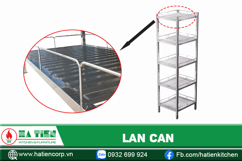 kệ inox 304 5 tầng có lan can