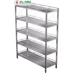 Kệ inox- Kệ đột lỗ 5 tầng có lan can