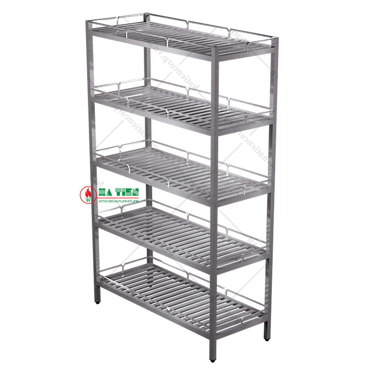 Kệ inox - Kệ thanh 5 tầng có lan can