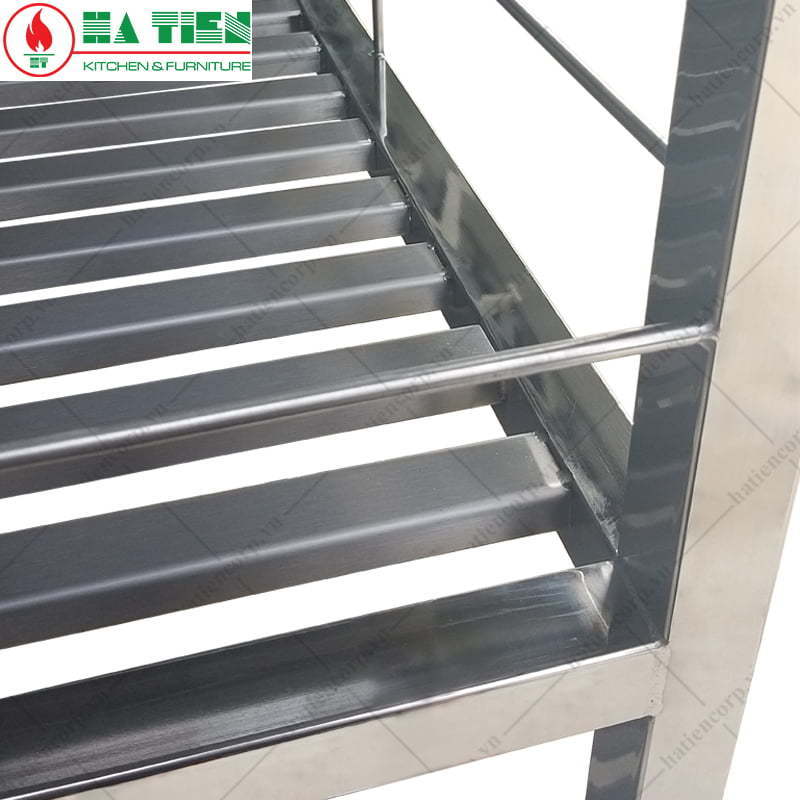 Kệ inox - kệ thanh có lan can