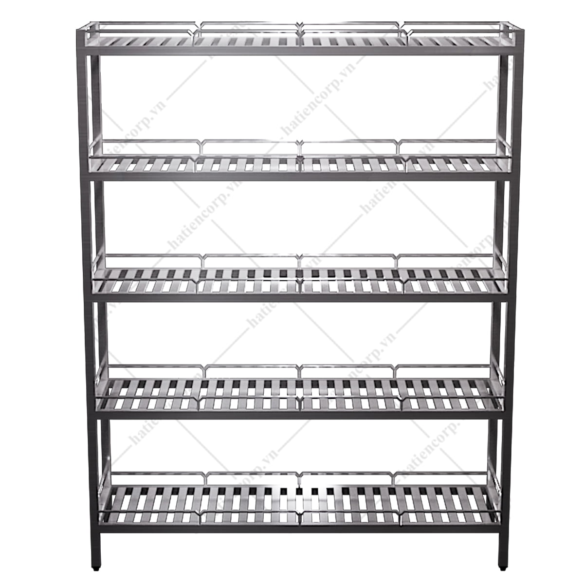 Kệ inox 5 tầng - kệ thanh có lan can