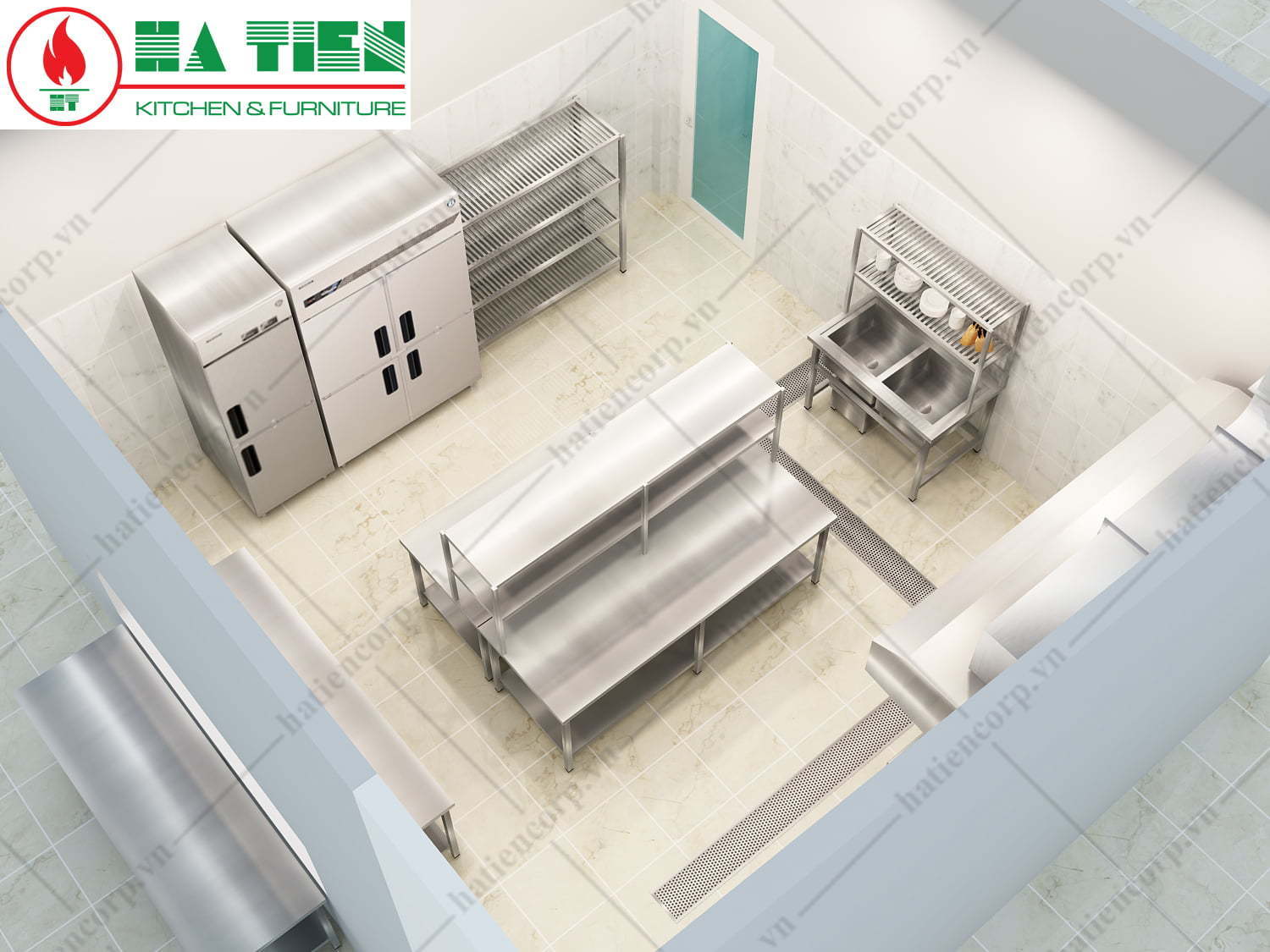Ứng dụng kệ inox trong bếp công nghiệp
