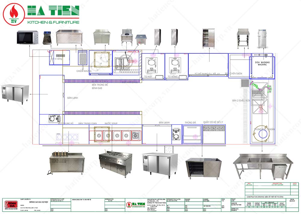 thiết kế bếp cho quán phở