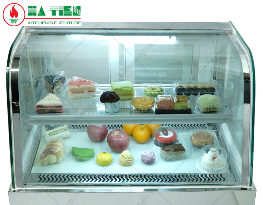 tủ bánh kem kính cong