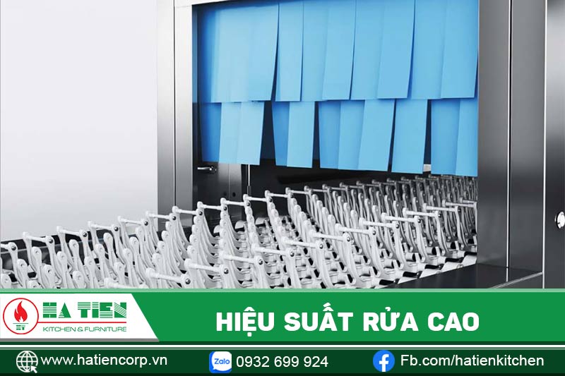 máy rửa chén băng chuyền có hiệu suất rửa cao