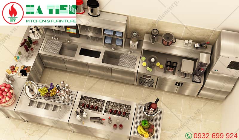 Mẫu thiết kế quầy bar cafe hình chữ U
