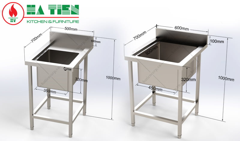 Kích thước chậu rửa bát đơn 1 hộc