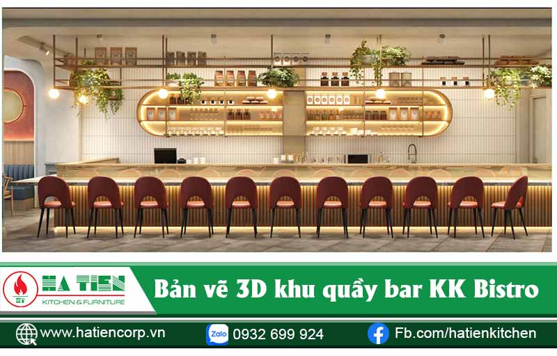Review quán cafe đẹp ở Tân Phú - KK Bistro - Bản vẽ 3d
