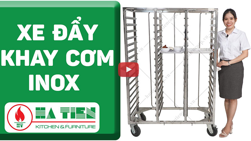 Xe đẩy khay cơm bằng inox Xe đẩy khay cơm bằng inox