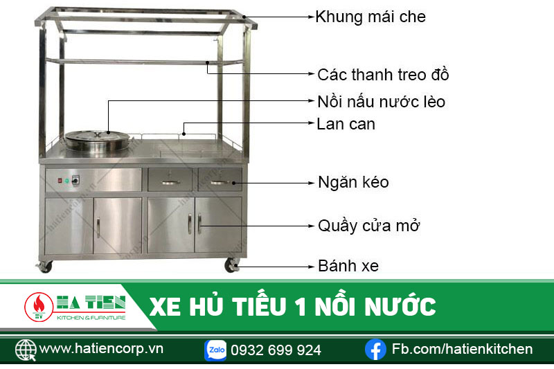 Xe hủ tiếu inox 1 nồi nước