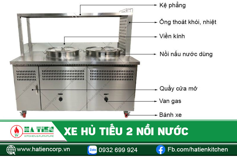 Xe hủ tiếu inox 2 nồi nước